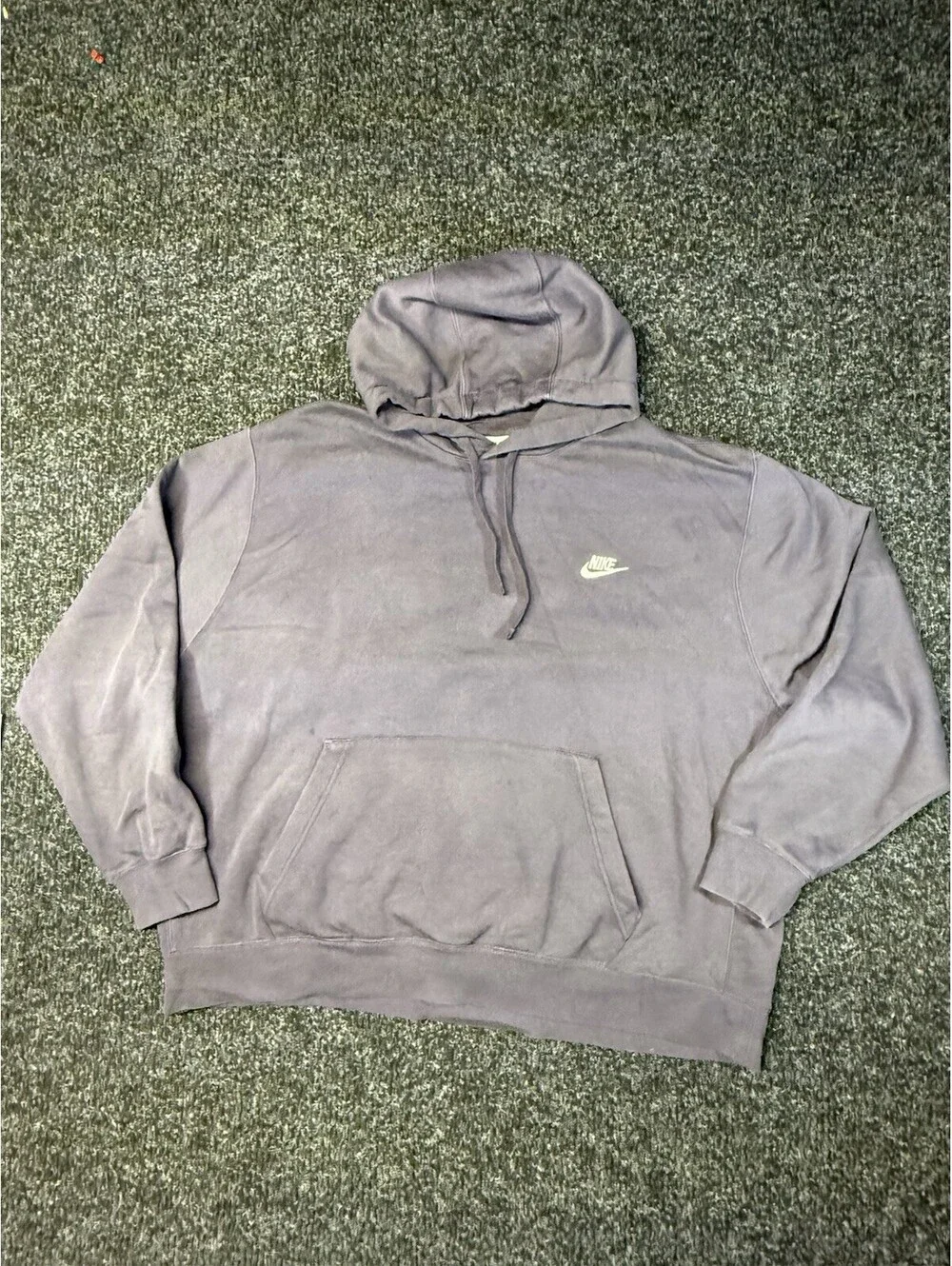 Nike Sportswear Solid Gray Logo Pullover Fleece Hoodie Pockets Men's 3XL